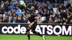 Marseille&#039;s French goalkeeper Steve Mandanda passes the ball during the French L1 football match between Olympique de Marseille (OM) and Brest at the Orange Velodrome stadium in Marseille, southeastern France, on November 29, 2019. - man (Photo by GE