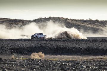 El asturiano se divierte en Sudáfrica con el coche ganador del rally junto a De Villiers y empieza a valorar de manera seria competir en la carrera del desierto.