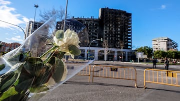 El edificio incendiado del barrio de Campanar, a 24 de febrero de 2024, en Valencia, Comunidad Valenciana (España). La Policía Científica ha encontrado en la mañana de hoy a la décima persona fallecida, un hombre que se encontraba desaparecido. Un incendio de grandes dimensiones arrasó el pasado 22 de febrero un edificio de 14 plantas en el barrio valenciano de Campanar. El fuego, originado en el cuarto piso del inmueble, generó una gran columna de llamas y una densa humareda que ha afectado a varias plantas del edificio. En el edificio, de 138 viviendas, residían unas 450 personas. El Ayuntamiento ha decretado tres días de luto y se han suspendido los actos falleros para este fin de semana.
24 FEBRERO 2024;DESASTRE;INCENDIO;FALLECIDOS;LLAMAS;FUEGO;LUTO;EDIFICIO
Rober Solsona / Europa Press
24/02/2024