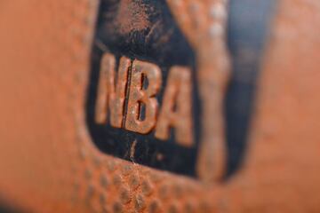 Iconic | a Spalding ball with the NBA logo.
