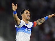 Futbol, Universidad Catolica vs Coquimbo Unido
Fecha 4, Liga de Primera 2026.
El jugador de Universidad Catolica Fernando Zampedri, centro, celebra un gol contra Coquimbo Unido durante un partido de primera disputado en el estadio Claro Arena en Santiago, Chile.
21/02/2026
Felipe Zanca/Photosport
Football, Universidad Catolica vs Coquimbo Unido
4tst turn, 2026 First division league.
Universidad CatolicaÕs player Fernando Zampedri, center, celebrates against Coquimbo Unido during a first division match at the Claro Arena stadium in Santiago, Chile.
21/02/2026
Felipe Zanca/Photosport