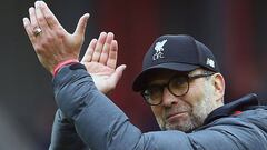 (FILES) In this file photo taken on March 07, 2020 Liverpool&#039;s German manager Jurgen Klopp reacts at the final whistle  during the English Premier League football match between Liverpool and Bournemouth at Anfield in Liverpool, north west England. - 