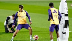 Brahim y Rodrygo, durante un entrenamiento con el Real Madrid.