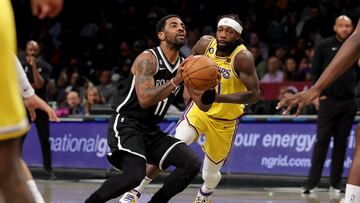 Kyrie Irving and the Brooklyn Nets held off a Los Angeles Lakers team that had neither LeBron James or Anthony Davis available at the Barclays Center.