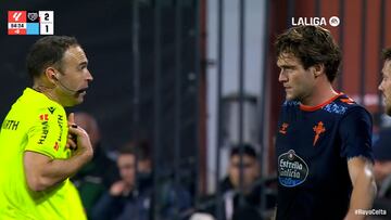 La absurda expulsión de Marcos Alonso en Vallecas: vean el motivo de la segunda amarilla