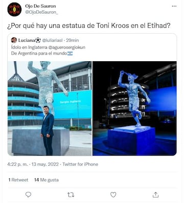 memes graciosos sobre la estatua de Agüero y su parecido con Toni Kroos