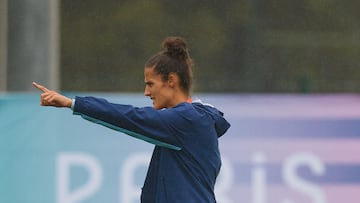 Montse Tomé, en el entrenamiento de la Selección española femenina de fútbol en Jean Jahan, Nantes.