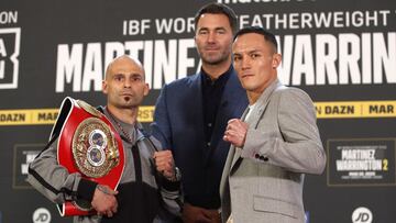 Kiko Martinez y Josh Warrington en la rueda oficial previa a su combate.