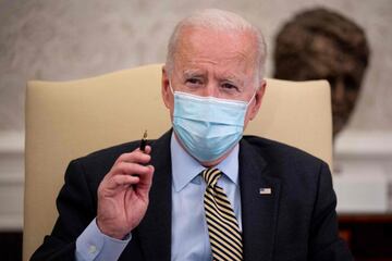 US President Joe Biden in the Oval office of the White House in Washington, DC, on April 9, 2021.