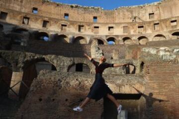 Sharapova entrena en el Coliseo de Roma