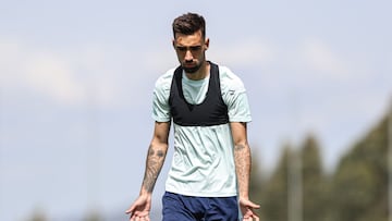 El centrocampista Brais M&eacute;ndez, durante un entrenamiento del Celta. 