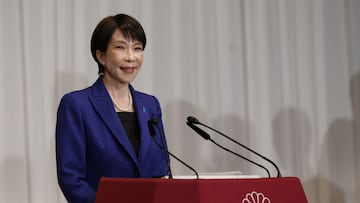 Japan's Prime Minister Sanae Takaichi, leader of the ruling Liberal Democratic Party (LDP), speaks during a press conference at the LDP headquarters in Tokyo, Japan, 09 February 2026. Japan’s ruling Liberal Democratic Party secured more than two-thirds of the seats in the House of Representatives in a historic landslide, giving Prime Minister Takaichi a strong mandate to advance her conservative policy agenda. FRANCK ROBICHON/Pool via REUTERS