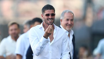 De Paul, en Miami, durante su presentación con el equipo de Messi. Un adiós sin despedida.