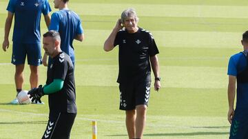 Pellegrini, en el entrenamiento.