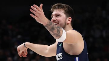 DALLAS, TEXAS - FEBRUARY 12: Luka Doncic #77 of the Dallas Mavericks reacts during play against the Sacramento Kings in the second half at American Airlines Center on February 12, 2020 in Dallas, Texas. NOTE TO USER: User expressly acknowledges and agrees that, by downloading and or using this photograph, User is consenting to the terms and conditions of the Getty Images License Agreement.   Ronald Martinez/Getty Images/AFP
 == FOR NEWSPAPERS, INTERNET, TELCOS &amp; TELEVISION USE ONLY ==