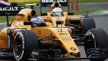 Palmer y Magnussen en el GP de Jap&oacute;n de 2016,