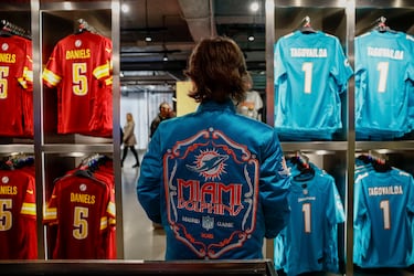 View of the official NFL store offering products from all 32 teams.