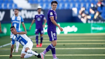 Enes Unal of Valladolid looks on during the spanish league, LaLiga, football match played between CD Leganes and Real Valladolid at Municipal Butarque Stadium in the restart of the Primera Division tournament after to the coronavirus COVID19 pandemic on J