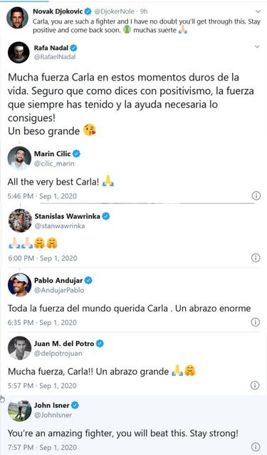 Impresionante apoyo del mundo del deporte y la sociedad a Carla: más de 6 mil mensajes