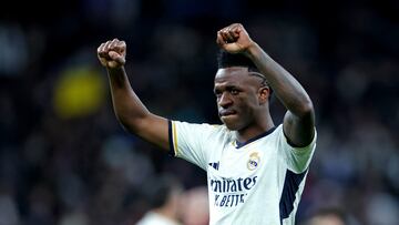 Soccer Football - LaLiga - Real Madrid v Girona - Santiago Bernabeu, Madrid, Spain - February 10, 2024 Real Madrid's Vinicius Junior celebrates after the match REUTERS/Isabel Infantes