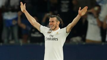 Soccer Football - Club World Cup - Semi-Final - Kashima Antlers v Real Madrid - Zayed Sports City Stadium, Abu Dhabi, United Arab Emirates - December 19, 2018  Real Madrid&#039;s Gareth Bale celebrates scoring their third goal   REUTERS/Andrew Boyers