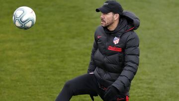 Simeone, en la sesión del Atlético ayer.