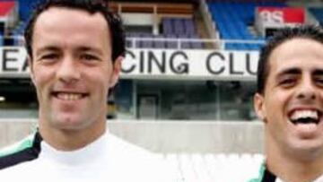 <b>DE ESTRENO.</b> Ambos jugadores se mostraron felices por su incorporación al Racing, club en el que esperan marcar época de la mano de Manuel Preciado.