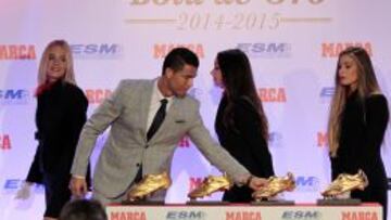 Cristiano Ronaldo, durante el acto de entrega de su cuarta Bota de Oro.