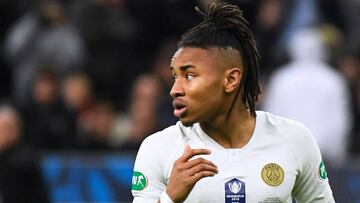 El futbolista franc&eacute;s del PSG, Nkunku, durante un partido.