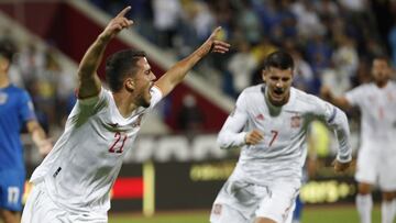 Pablo Fornals celebra su gol ante Kosovo.
