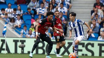 Take Kubo, en un partido de la Real Sociedad de la pasada temporada disputado en Anoeta.