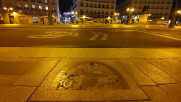 Imagen del Kilómetro Cero de la Puerta del Sol de Madrid.