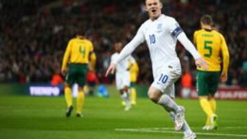 Wayne Ronney anotó su gol 47 por Inglaterra y quedó a dos de igualar a Bobby Charlton como máximo goleador de la selección.