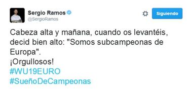 Mensaje de Ramos a las Sub-19: "Cabeza alta, ¡orgullosos!"