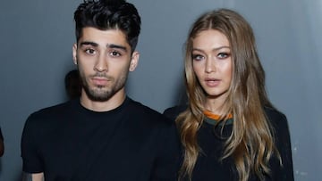 Zayn Malik y Gigi Hadid en el Versus Versace show durante el London Fashion Week Spring/Summer en Londres. Septiembre 17, 2016.