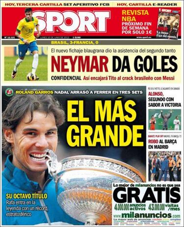 Reconocimiento unánime de la prensa a la gesta de Rafa Nadal