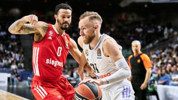 MADRID, SPAIN - APRIL 06: Dzanan Musa of Real Madrid in action during the 2022-23 Turkish Airlines EuroLeague Regular Season Round 33 game between Real Madrid and FC Bayern Munich at Wizink Center on April 06, 2023 in Madrid, Spain. (Photo by Sonia Canada/Getty Images)