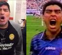 Maradona celebró el triunfo del Dorados igual que su gol a Grecia en el Mundial del 94