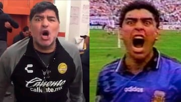 Maradona celebr車 el triunfo del Dorados igual que su gol a Grecia en el Mundial del 94