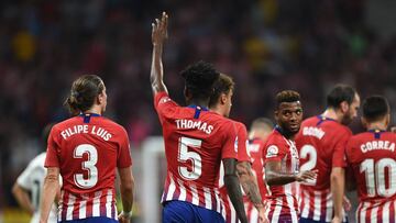 Thomas celebra el segundo gol del Atl&eacute;tico contra el Huesca.