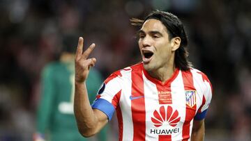Radamel Falcao García en un partido de Atlético de Madrid en la Supercopa de Europa