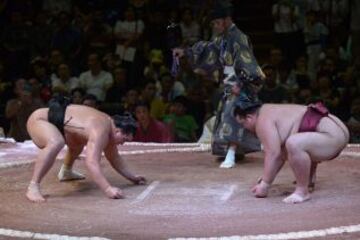 Imágenes de la gran final disputada entre Harumafuji y Kisenosato. El vencedor fue Harumafuji (Mongolia).