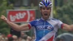 Johan Le Bon (FDJ) celebra su triunfo en la cuarta etapa del Eneco Tour