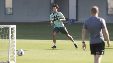 Lainez, en un entrenamiento. 