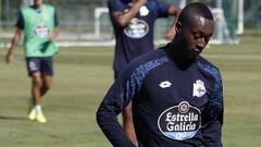 Marlos Moreno en el entrenamiento del Deportivo la Coruña