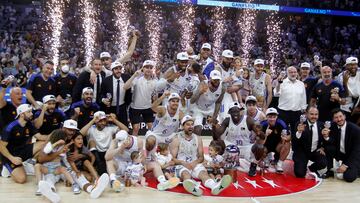 19/06/22 BALONCESTO CUARTO PARTIDO PLAYOFF FINAL ACB ENDESA 
REAL MADRID vs BARCELONA
ALEGRIA CELEBRACION CAMPEONES LIGA 2022