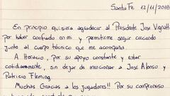 Domínguez se despide de Colón con una bonita carta
