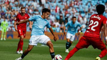 Hugo Sotelo durante el partido disputado ante Osasuna en Balaídos.