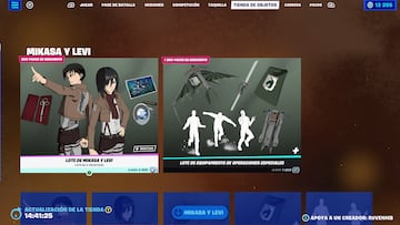 fortnite shingeki no kyojin skins levi mikasa attack on titan ataque a los titanes