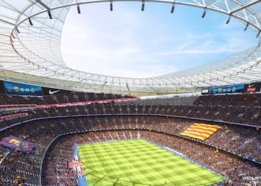 Desde el propio estudio explicaron:  "el diseño parte de un principio básico de reconocimiento y respecto de los valores del estadio de en medios. La nueva ampliación se manifiesta de manera discernible y con un lenguaje propio complementando el edificio original. Los entornos del nuevo complejo se resuelven como un gran parque que lo integra dentro de la trama urbana del barrio de las Corts".